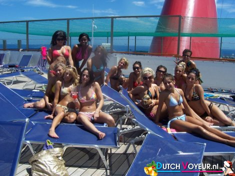 A large group of girls on boat