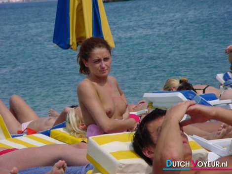 Women topless tanning